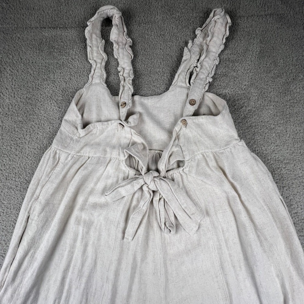 Light Cream Wide-Leg Jumpsuit with Ruffle Straps - Picture 16 of 16
